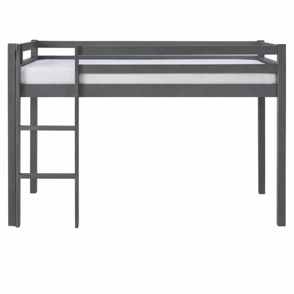 Lit Enfant Mezzanine en Bois Gris 90x200 cm