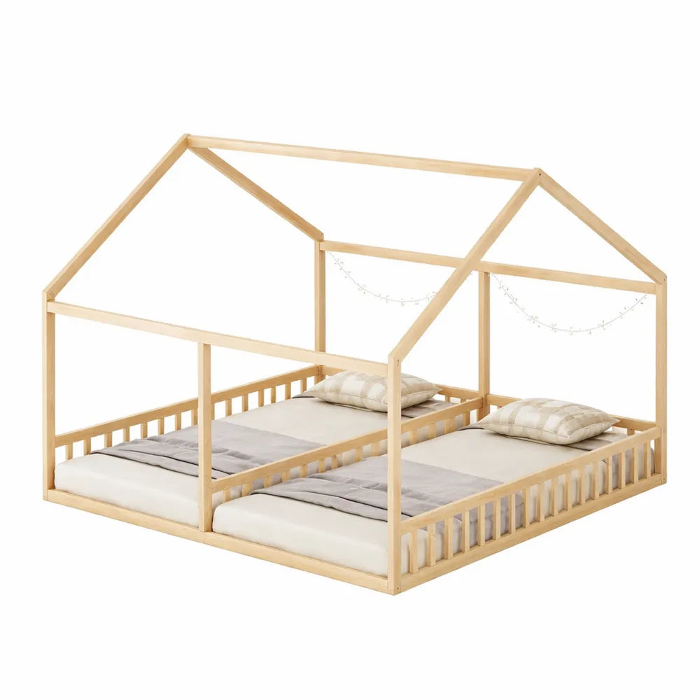 Lit Enfant Cabane avec Clôture de Sécurité et Sommier