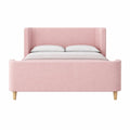 Lit Plateforme Rembourré Velours Rose 90x200 cm avec Sommier à Lattes