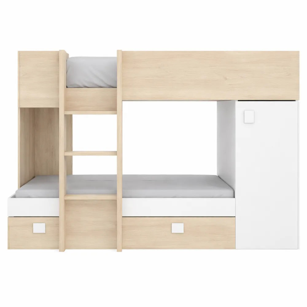 Lit superposé en mélamine blanc double pour chambre