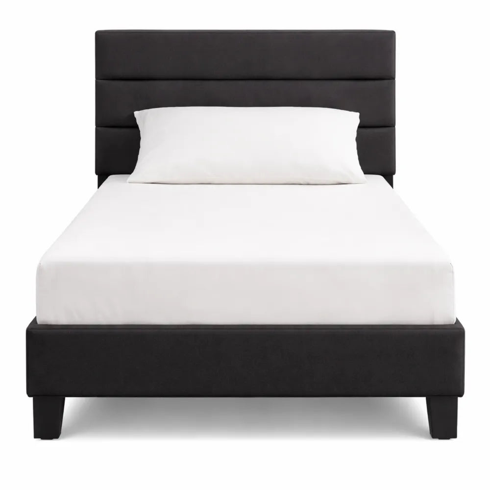 Lit simple ajustable en tissu noir pour enfant ou adulte
