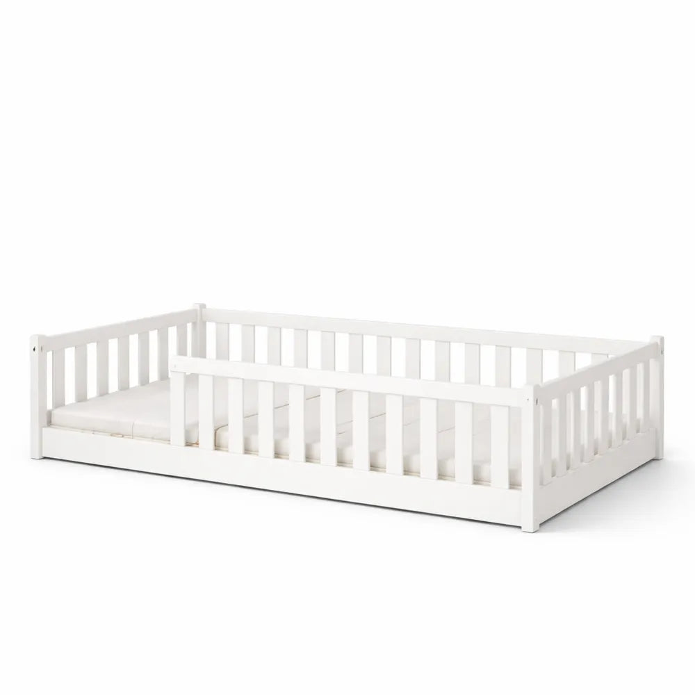 Lit enfant 90x200 cm avec barrière de sécurité et sommier à lattes