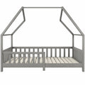 Lit enfant cabane en bois massif gris 90x190 cm