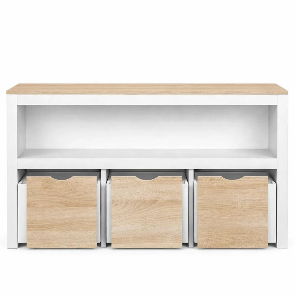 Commode de Rangement Enfant en Bois avec Roulettes et Tiroirs