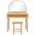 Coiffeuse et Tabouret Enfant en Bois et Verre