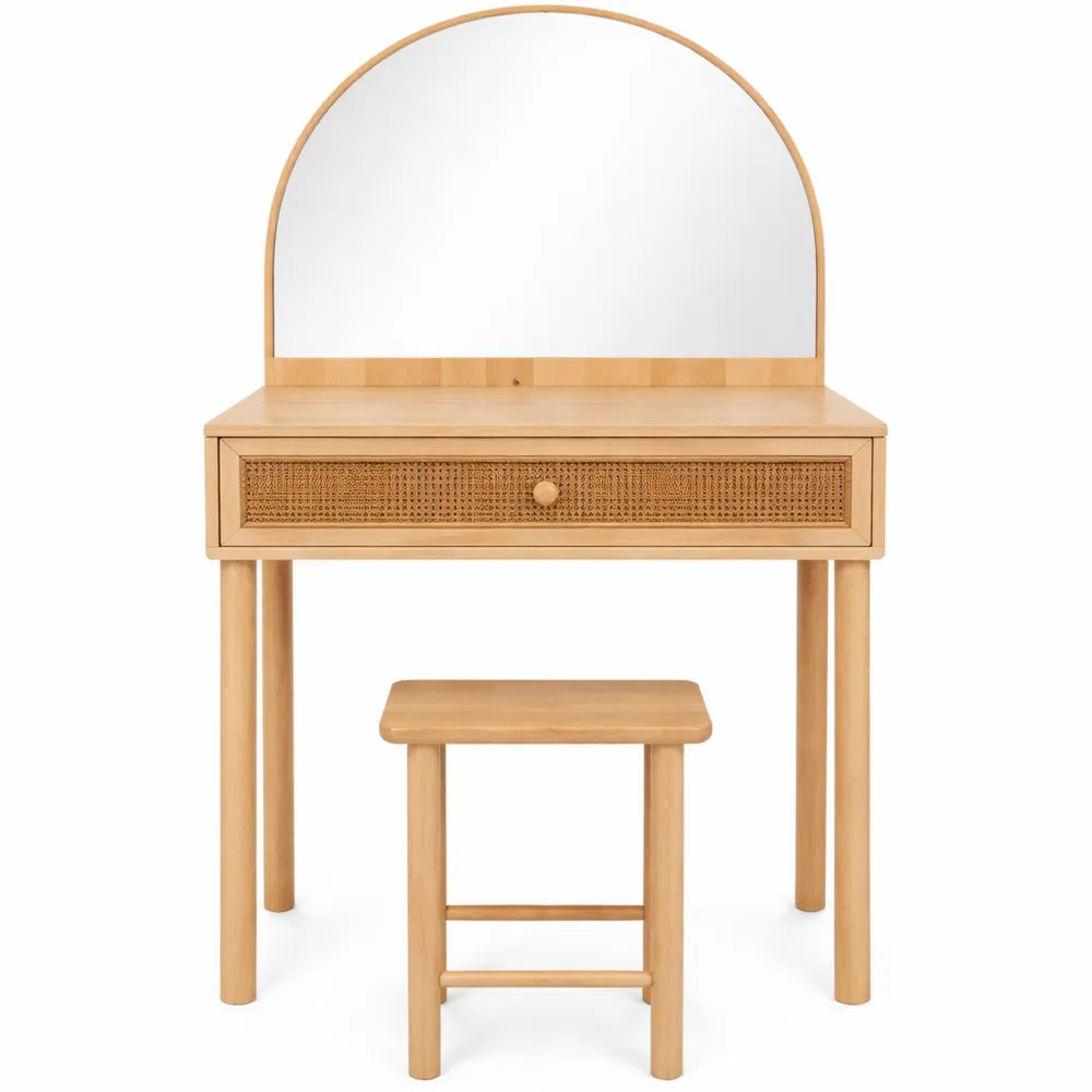 Coiffeuse et Tabouret Enfant en Bois et Verre
