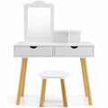 Table de Maquillage Enfant avec Miroir Amovible et Rangement