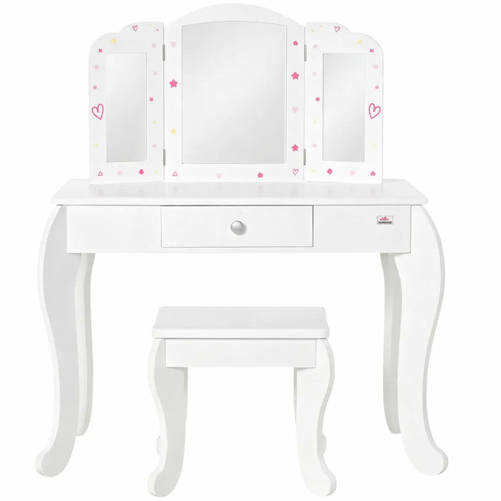 Table de Maquillage Enfant avec Miroir et Tiroir