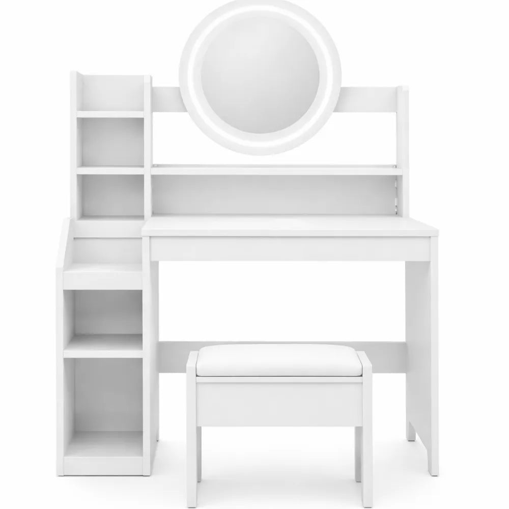 Table de Maquillage pour Enfants avec Miroir Éclairant et Rangement
